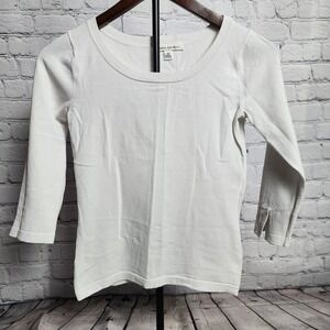 XS Vintage Y2K Banana Republic White Cropped Top 3/4 Sleeve Top, Size XS